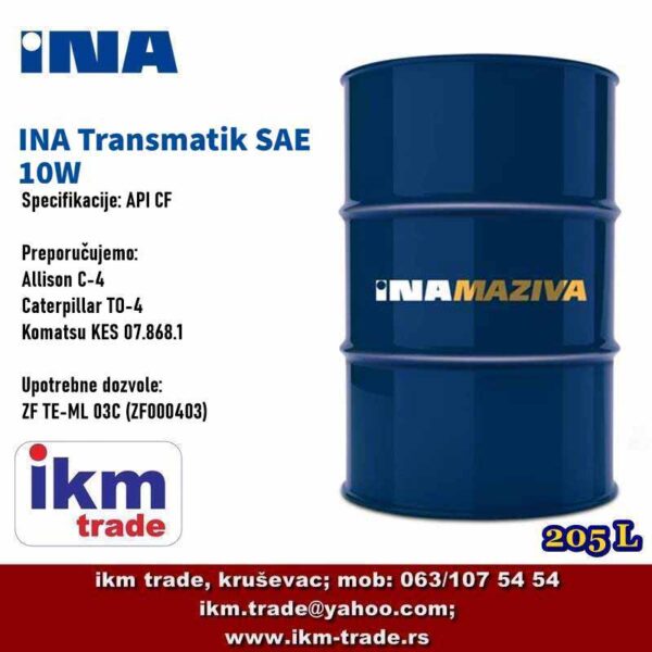 ikm-trade-ina-transmatic-10w-ulje-za-gradjevinsku-mehanizaciju-catepillar-i-komatsu-205l