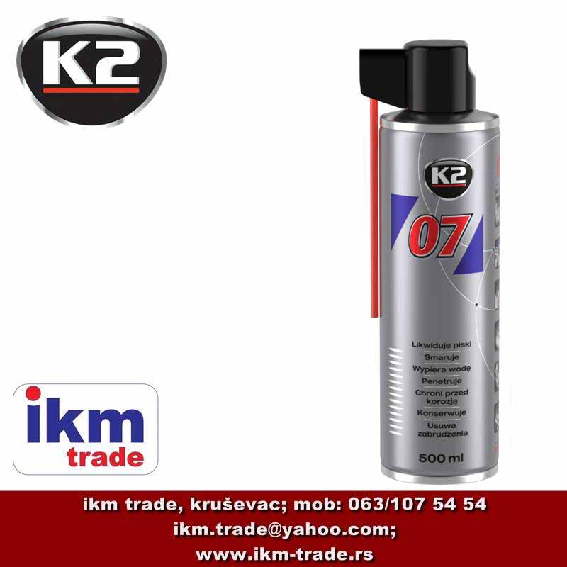 K2 07 višenamenski sprej 500 ml za podmazivanje i zaštitu od rđe