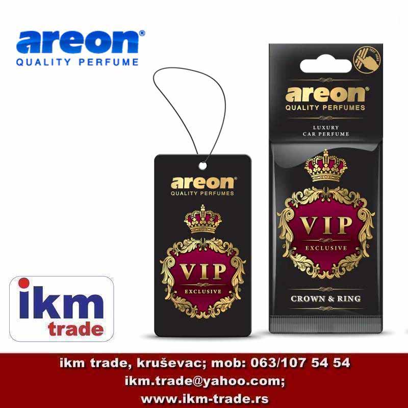 Mirisna jelkica AREON VIP Exclusive Crown & Ring sa luksuznom kombinacijom mandarine, lavande, cimeta, duvana i sandalovine za sofisticiran ambijent u automobilu.