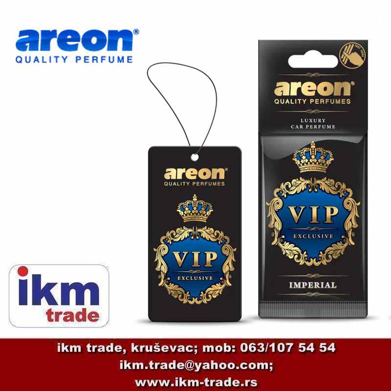 Mirisna jelkica AREON VIP Exclusive IMPERIAL sa sofisticiranom svežinom i luksuznim karakterom, namenjena elegantnom ambijentu u automobilu.